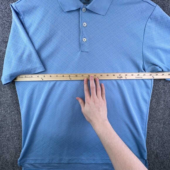 Adidas Golf Climacool Polo Shirt Short Sleeve Blue Geometric Men’s Casual Top - Picture 3 of 12